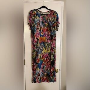 Sheer Graffiti eye candy Dress double high slits entirely sheer colorful style